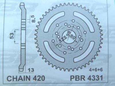 Couronne Derbi Senda  53 dts,420