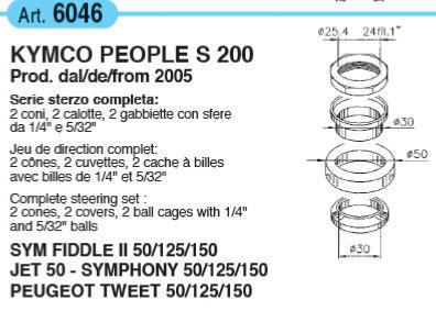 Jeu de direction PEUGEOT TWEET 50/125/150