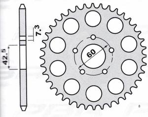 Couronne 5 trous/d42, 51 dts,415,fantic 50 trial matic